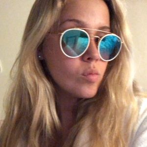 ray ban round double bridge blue gradient flash